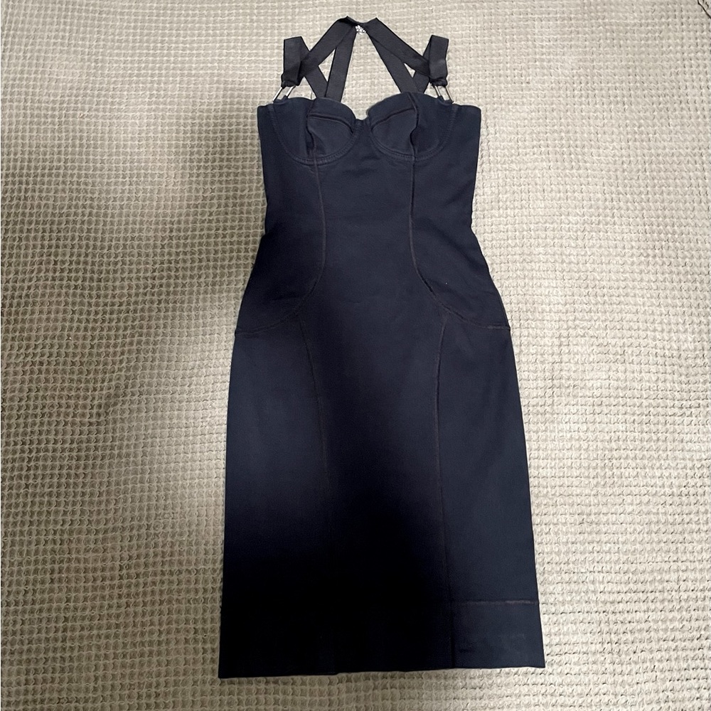 Vintage Corset Sexy Black Zipper dress. Sz XS